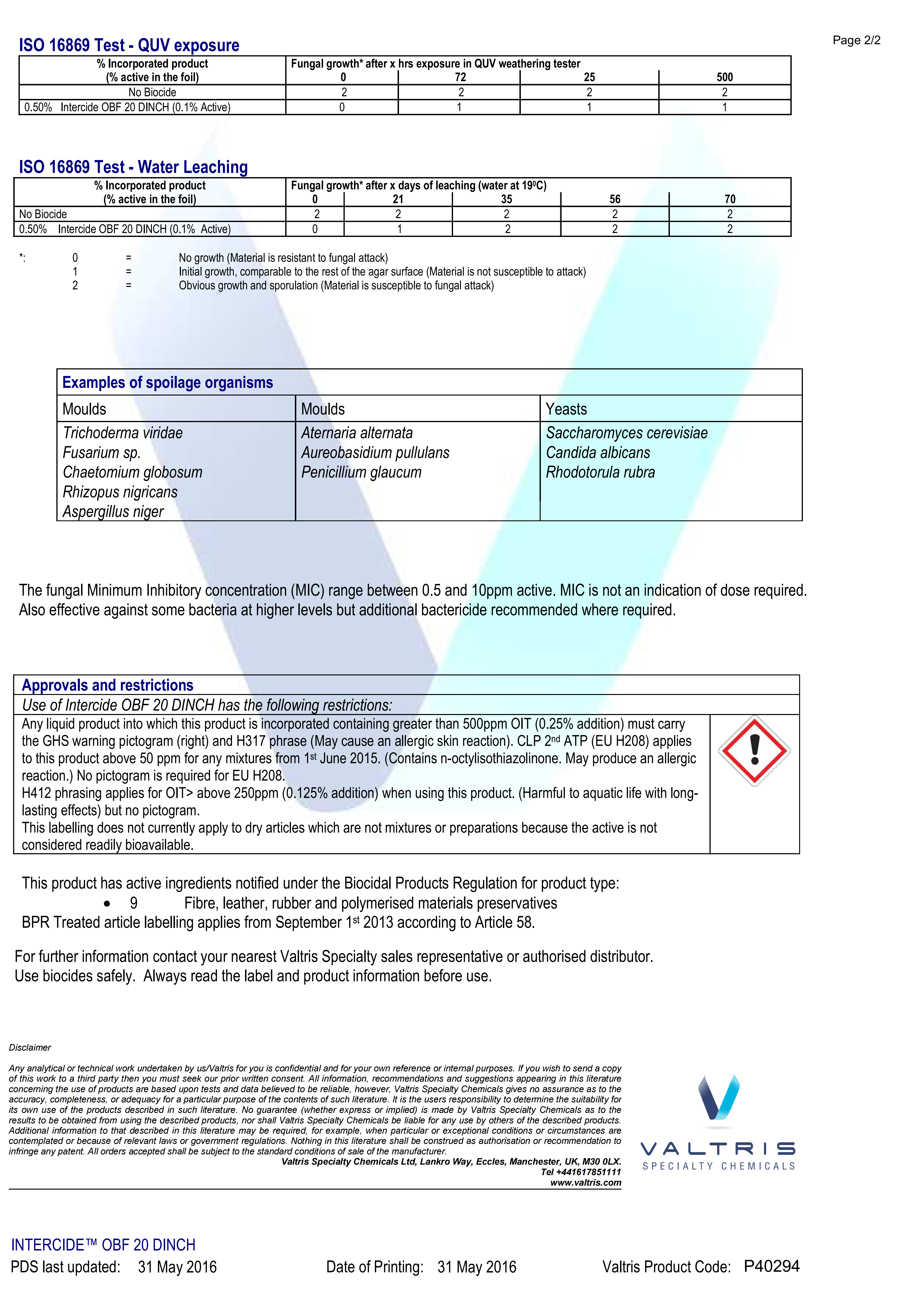 High-efficiency Antimicrobial & Mould Agent Intercide OBF 20 DINCH